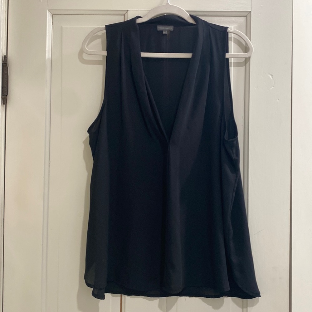 Vince Camuto Sleeveless Blouse Black Sheer Size XL
